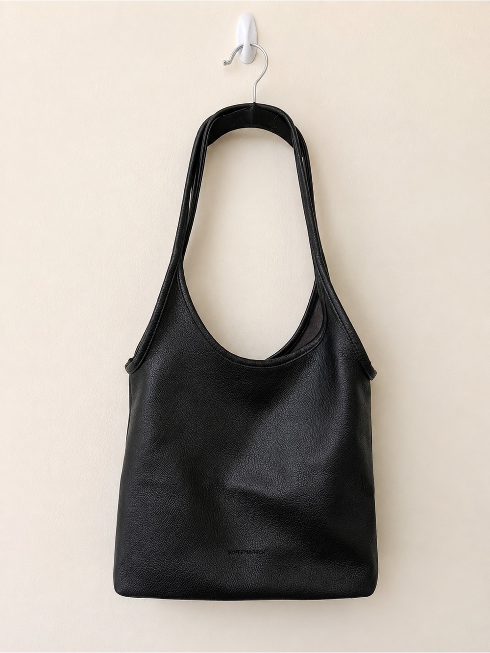 Black Faux Leather Oversized Slouchy Shoulder Bag
